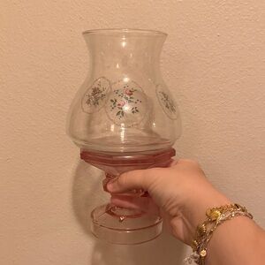 Vintage LE Smith pink glass and clear floral fairy lamp